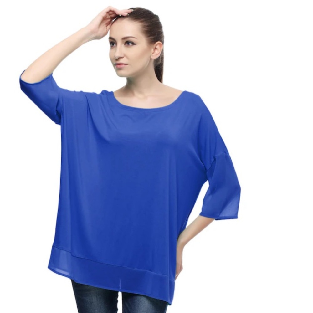 Orange Fashion Village Royal Blue Bamboo Top